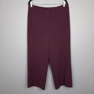 Ann Taylor Kate Plum Purple High Rise Wide Leg Crop Pants size 10